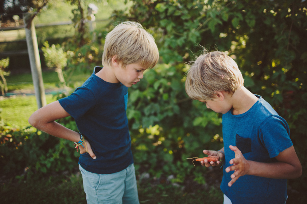 boys in garden