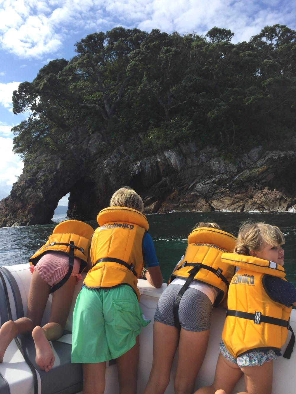kids on boat tour in Coromandel
