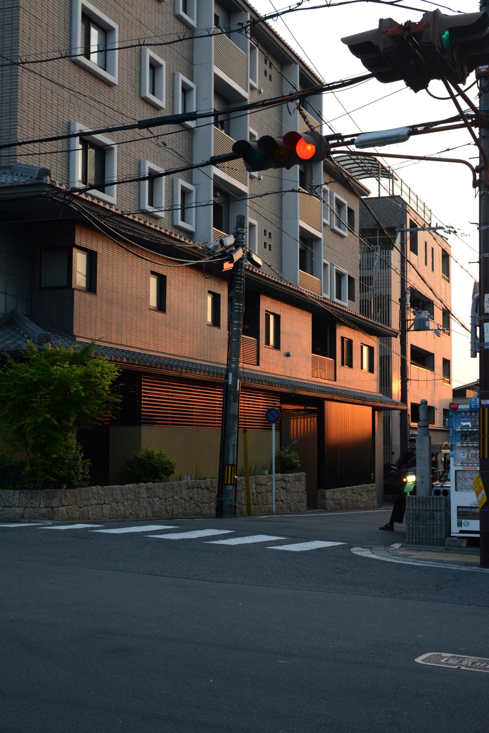 Kyoto sunset on street